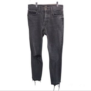 GRLFRND Karolina distressed chewed hem jeans